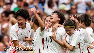 Japans Aoba Fujino scores with curling shot from free kick vs Spain  Paris Olympics  NBC Sports [upl. by Jephthah801]