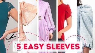 MUST TRY 5 EASY fashion sleeve ideas stepbystep tutorial [upl. by Latnahs]