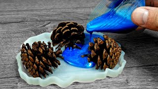 Why didnt I do this before A simple DIY made of epoxy resin and pinecones  Resin coasters [upl. by Rhodes]