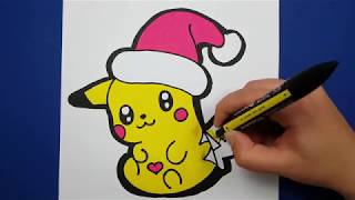 KAWAII PIKACHU FÜR WEIHNACHTEN  ZEICHNEN UND MALEN [upl. by Nela]