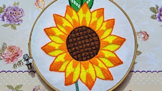 Como bordar un hermoso Girasol 🌻 puntadas súper fáciles 💛 [upl. by Oner]