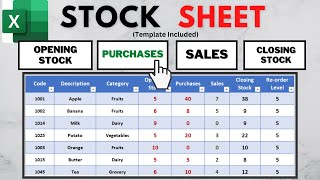 Creating a Simple Stock Sheet Template in Excel With Navigation Bar  Inventory Management [upl. by Breanne]