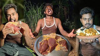 Primitive Cooking  Beef Fry In Traditional Pot  At Night With Fire [upl. by Inasah321]