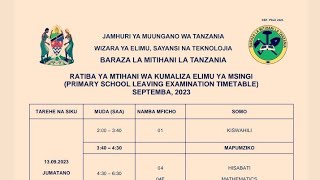 RATIBA YA MTIHANI WA DARASA LA SABA 20232024 NECTA STANDARD SEVEN TIMETABLE 2023 [upl. by Emoraj577]