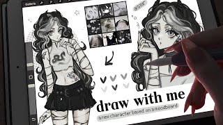 draw with me ₊˚🎧 asmr ⭑ᐟ a new character on procreate real time process drawing asmr no bgm [upl. by Hsaka]