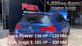 BMW 118i B38 Engine  Stage 1 vs Stock Acceleration  1500cc 3cyclinder  136hp to 185hp 80NM Torq [upl. by Naujek]