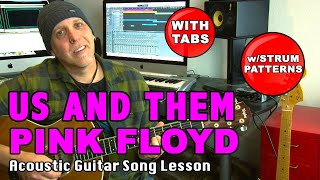 Pink Floyd Us And Them guitar song lesson with TABS amp strum patterns [upl. by Michaella400]