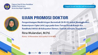 Ujian Akhir Disertasi Rina Wulandari S3 IP Sekolah Pascasarjana UNY [upl. by Barhos64]