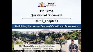 Questioned DocumentUnit 1Chapter 1Definition Nature and Scope of Questioned Documents [upl. by Niuqram186]