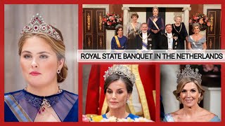 Princess Amalia attended ROYAL BANQUET in the NETHERLANDS in honor of King Felipe and Queen Letizia [upl. by Bein]