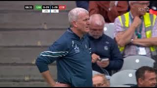 HUGE HIT  BRIAN HAYES V DIARMAID BYRNES  CORK V LIMERICK  2024 ALL IRELAND HURLING SEMIFINAL [upl. by Yattirb]