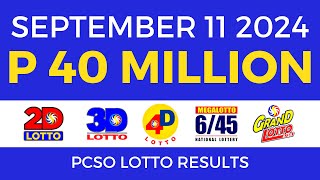 Lotto Result Today 9pm September 11 2024  PCSO Complete [upl. by Jotham196]