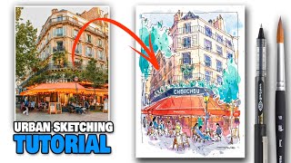 URBAN SKETCHING Tutorial  Simple Step By Step For Beginners [upl. by Perdita]