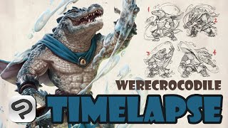 TIMELAPSE PROCESS 25 🎨 ◆ Werecrocodile Kineticist [upl. by Nomolas534]