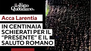 Acca Larentia in centinaia schierati per il “presente” e il saluto romano ai “camerati caduti” [upl. by Euqitsym637]