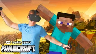 Minecraft Oculus Quest  How VR looks to Bedrock Players  Body Tracking  NEW Oculus Link Gameplay [upl. by Acinhoj]