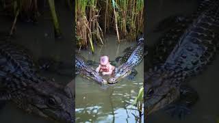 Two Alligators Guard an Abandoned Baby  Mothers Should Pay Attention to Their Children [upl. by Bald]