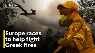 Battle to bring Evia wildfires under control boosted by crews from other countries and volunteers [upl. by Baese]