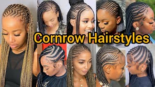 Super Classy Cornrow Braids Hairstyles in 2025  Half Cornrow Hairstyles  Ghana Weaving Braids [upl. by Haneehs35]