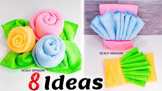 8 IDEAS para doblar 🧺TOALLAS de baño mantas o trapos de forma 🌸CREATIVA [upl. by Cleo636]