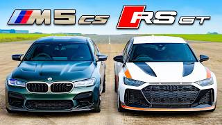 BMW M5 CS v Audi RS6 GT v AMG E63 S DRAG RACE [upl. by Slater]