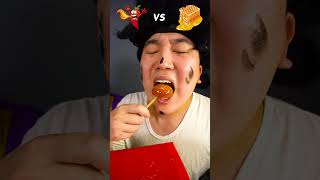 Spicy Sauce vs Honey sauce Emoji food Challenge  Sweet Rice Donuts Mukbang Funny Video shorts [upl. by Ap]