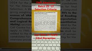 FMS Admission Batch 2527 Selection Criteria fmsdelhi fms catexam cat2iim catpreparation [upl. by Amak]