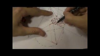 Cubo en axonometría trimétrica con cara en plano del triedro con ángulo y distancia dadas [upl. by Eissirk]