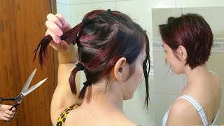 Cortei Meu Cabelo em Casa Curto e Repicado [upl. by Nedrud966]