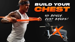 Chest Workout at Home NO BENCH Resistance Bands Chest Exercises [upl. by Nohtiek155]