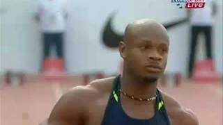 Asafa Powell runs 982sec in the 100m final at Rieti Grand Prix 2008 in Italy [upl. by Finegan]