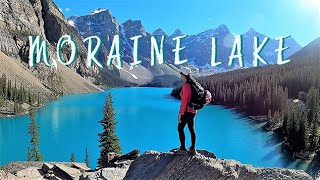 MORAINE LAKE  Rockpile and Lakeshore Trail  Familyfriendly Hikes in Banff National Park  Alberta [upl. by Samuelson453]