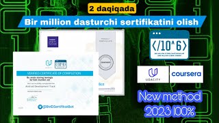 Bir million dasturchi sertifikat olish  uzbekcoders  foizsiz kredit  noutbuk  udacity  coursera [upl. by Attennaj]