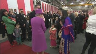 Girl tells Queen I like the gloves during tour of HMS Ocean [upl. by Idel]