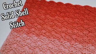 Easy Crochet Stitch Tutorial For Crochet Blankets or Scarfs  Crochet Solid Shell Stitch [upl. by Eisak]