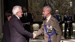 Il Presidente Mattarella consegna le insegne dell’Ordine Militare d’Italia [upl. by Grimes]