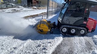 Toro Groundsmaster 7210 with MB Broom throwing snow in Denver CO  Multiseason attachments [upl. by Nmutua]