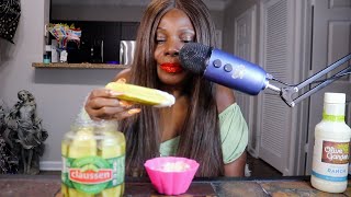 CLAUSSEN PICKLES WITH OLIVE GARDEN PARMESAN RANCH ASMR EATING SOUNDS [upl. by Yesnek]