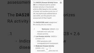 DAS28ESR score in the assessment of disease activity in Rheumatoid Arthritis rheumatology [upl. by Anirdnaxela]