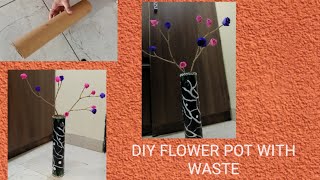 flower pot diy with waste [upl. by Dorsy]