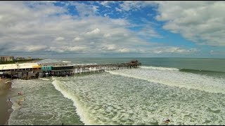 Cocoa Beach Pier Surfers Hurricane Joaquin Storm Surge Aerial Video [upl. by Belford]