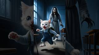 Cat meets ghost at school Adorable story aicat catlover kitten [upl. by Elleirol]