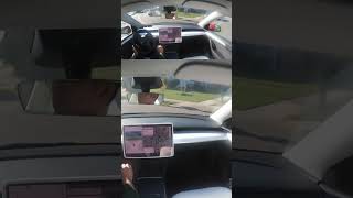 FSD 12321 left turn on neighborhood street and adjustment on parked car Walmart Test teslafsd [upl. by Ertnom29]