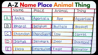 Name Place Animal Thing A  Z  name place animal thing all letters [upl. by Elinore383]