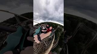 Riding a wooden coaster BACKWARDS😱🤯 themepark rollercoaster [upl. by Holihs617]