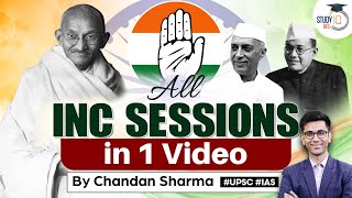 All Important INC Sessions from 1885  1947  Marathon  Modern India  UPSC Prelims 2023 [upl. by Anner]