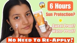 New Derma Co Hyaluronic Acid Long Lasting Sunscreen Review  6 HR Sun Protection [upl. by Dracir115]