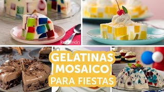 Gelatinas mosaico para fiestas  Recetas kiwilimón [upl. by Araccot]