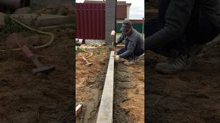 How to install a sidewalk curb 🦾 landscape pavers construction work sidewalk garden [upl. by Boyd]