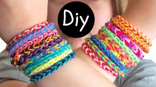 DIY 9 Como fazer pulseiras de elÃ¡stico Fishtail e Hexafish [upl. by Annaihr]